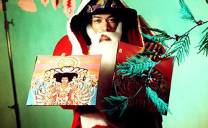 Jimi Hendrix dressed as Santa Claus